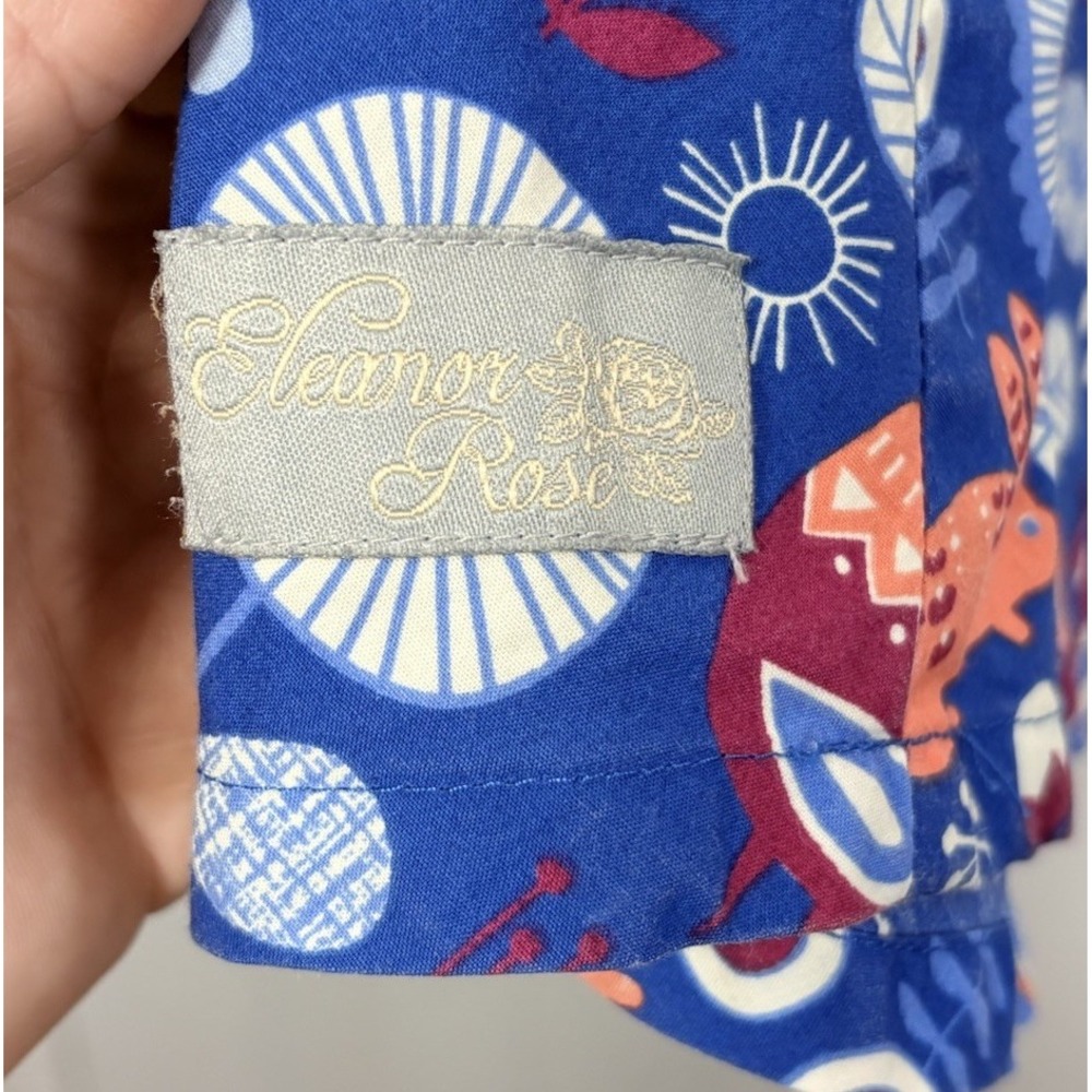 Eleanor Rose Janie Jumper Dress Girls 6/7 Blue Woodland Fox Owl Floral - Picture 2 of 4